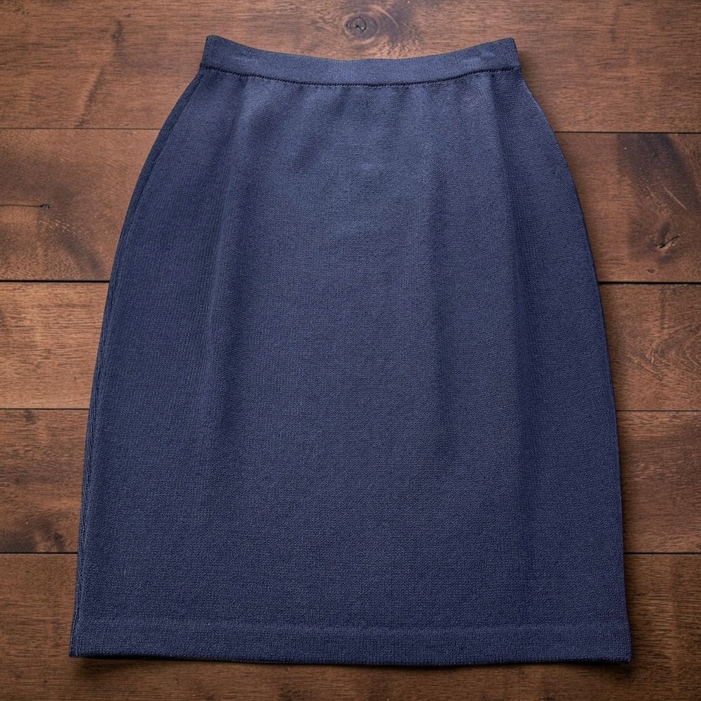 Vintage USA St John Basics Santana Knit Pencil Skirt Navy Blue Womens Size 4